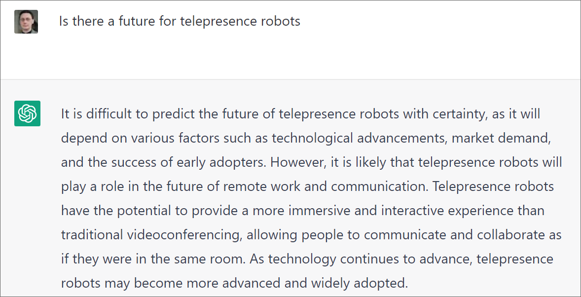 Janika and artificial intelligence predicting the future of telepresence robots